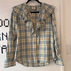 Tuckernuck Blue and Yellow Plaid Blouse